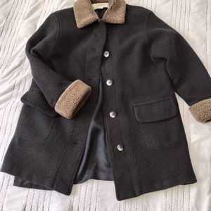 Ladies Black Boiled Wool Car Coat - by Talbots